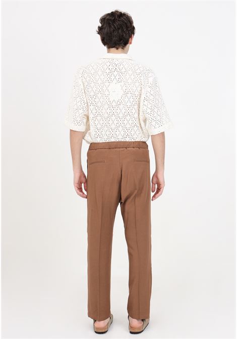 Brown men's trousers with elastic waist IM BRIAN | PA2866020